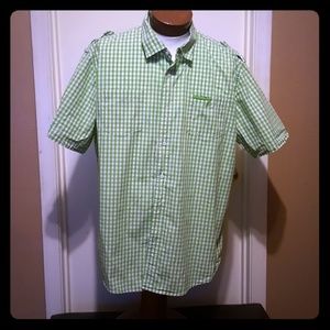 Green and white ECKO unltd shirty sleeve button up